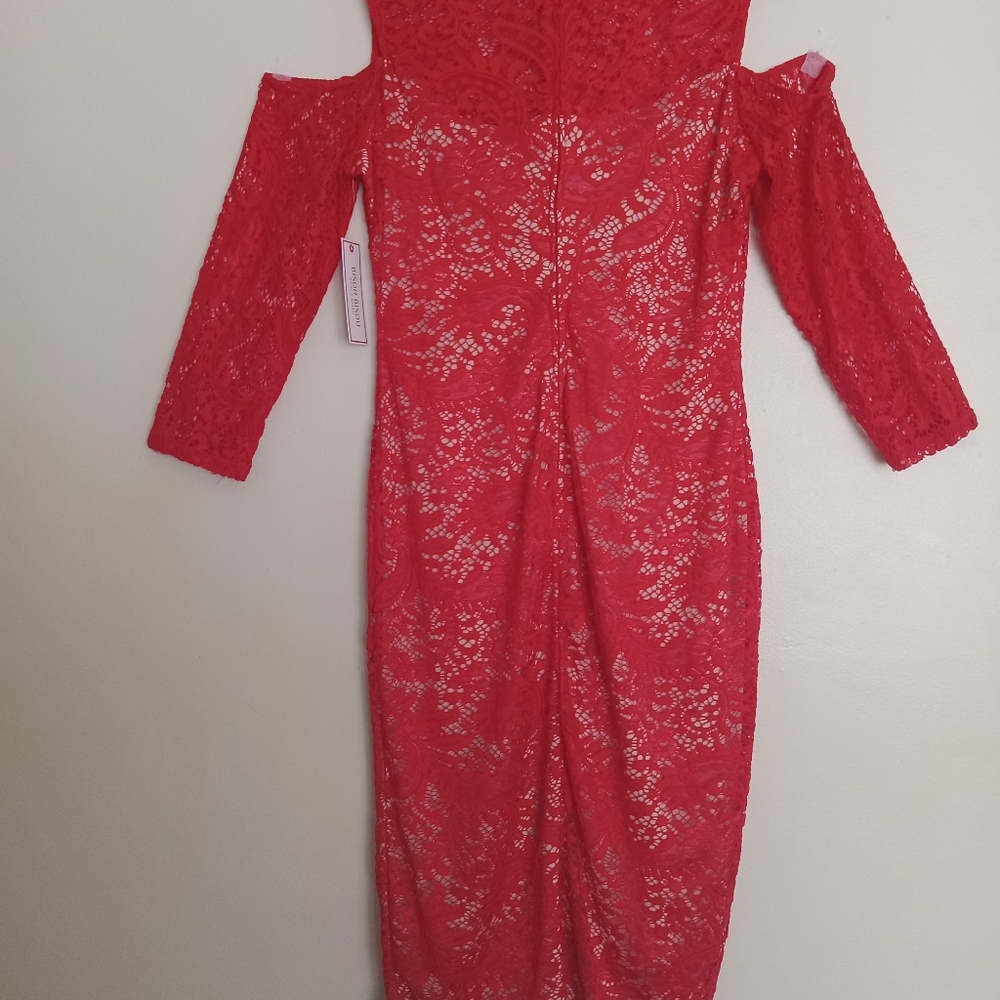 BISOU BISOU Red Rose Lace Dress Size 10